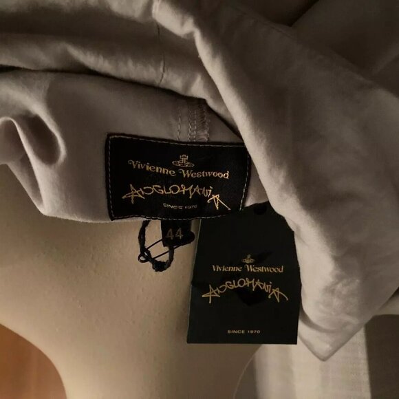 WESTWOOD ANGLOMANIA HI-COLLAR ANGLED WAIST BUTTON FRONT FAB DRESS 44 NWT - Picture 10 of 10